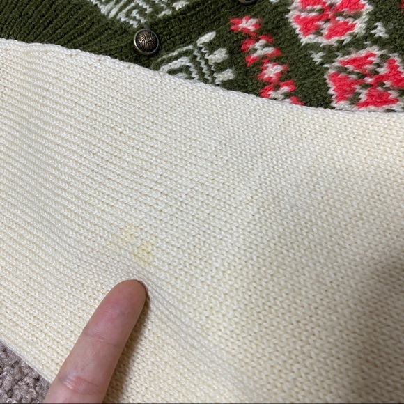 VTG Handmade Wool Knit Nordic Fair Isle Cardigan - Picture 11 of 14